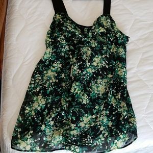 LC Lauren Conrad Floral ruffle tank